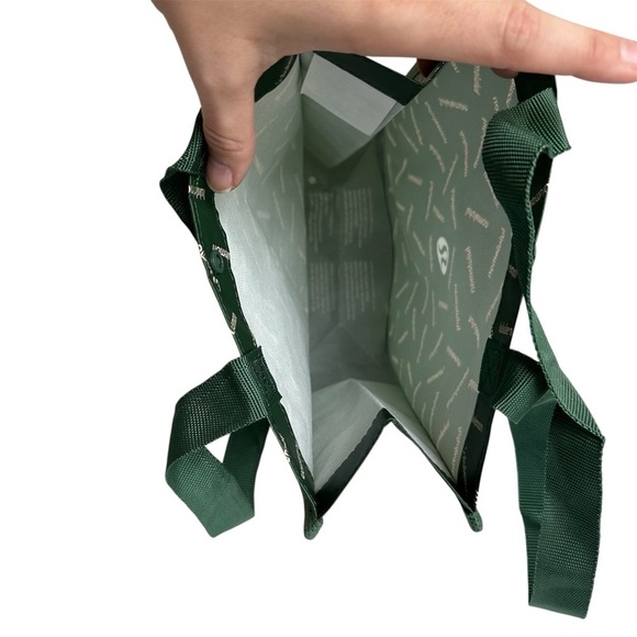 Lululemon Reusable Shopping Tote Bag Shopper Green Logo Yoga Beach Gym Small - Picture 3 of 7